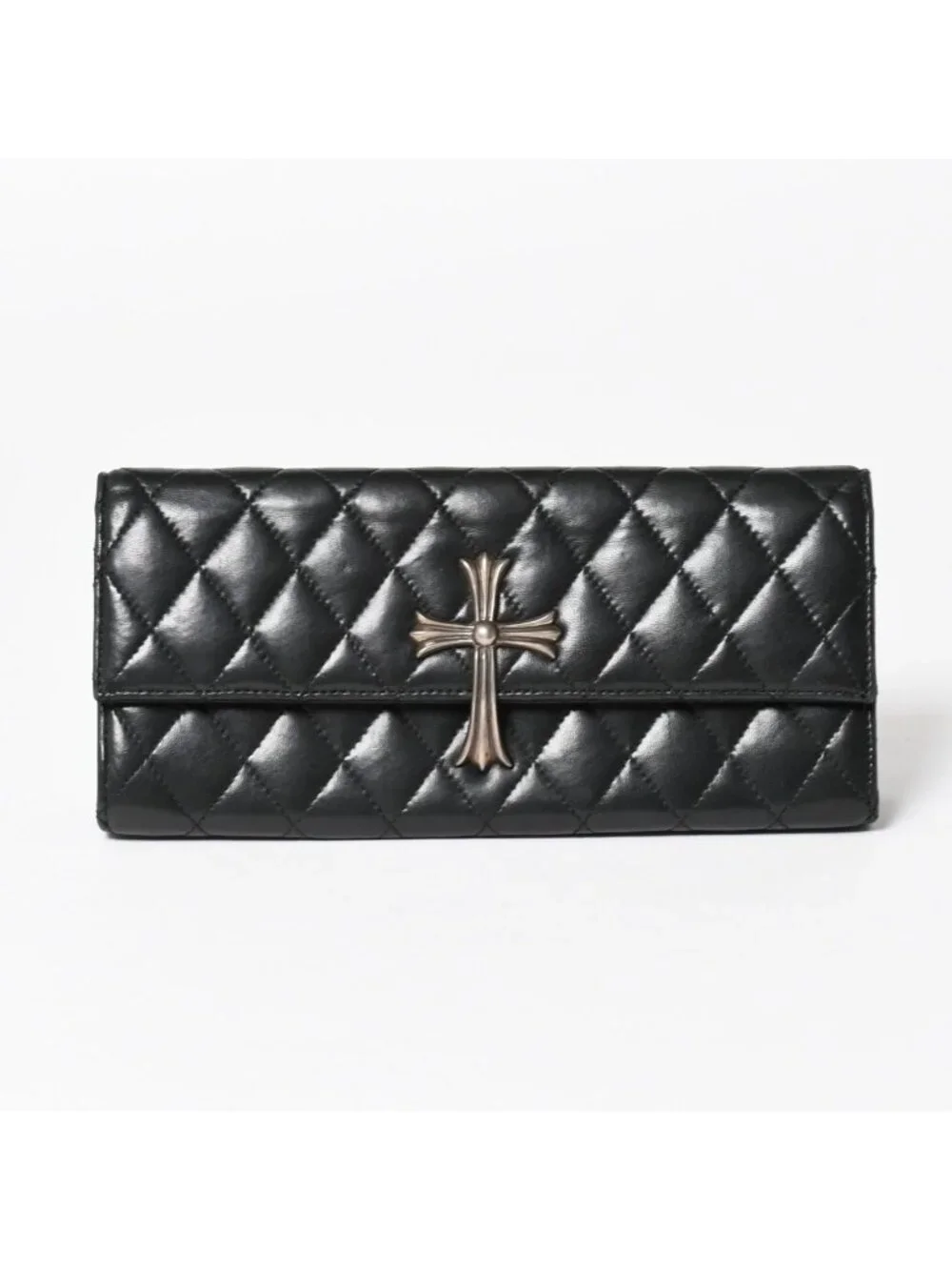 Chrome Hearts Dinner Clutch Large Cross Matelasse Lambskin Black